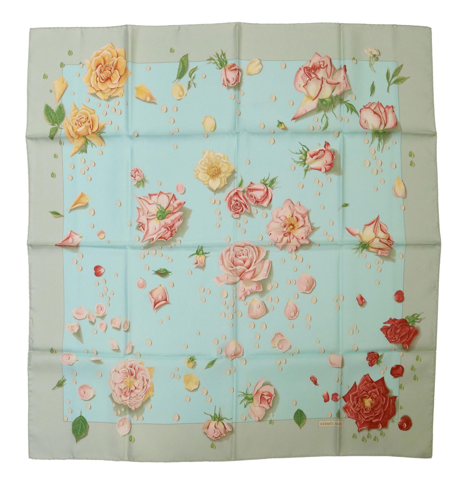 HERMES SILK TWILL SCARF, 'LA ROSEE' PATTERN (1 of 3)