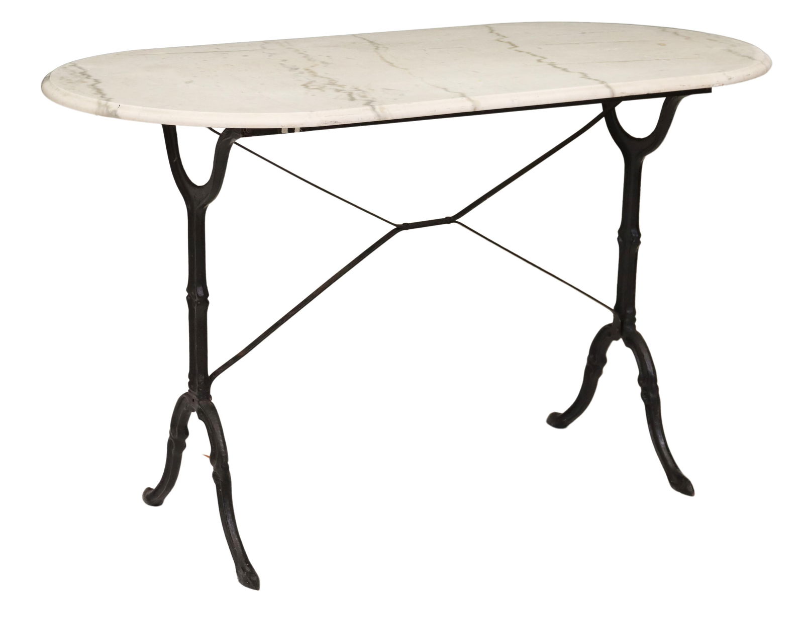 FRENCH MARBLE-TOP CAST IRON BISTRO TABLE (1 of 4)