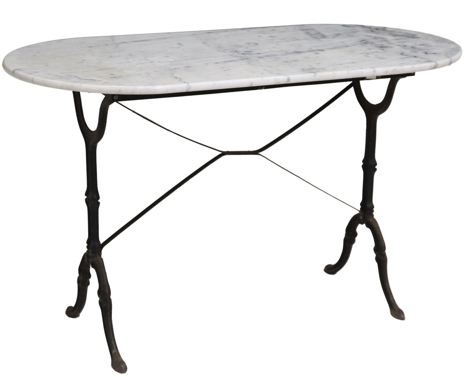 FRENCH MARBLE-TOP CAST IRON BISTRO TABLE (1 of 4)