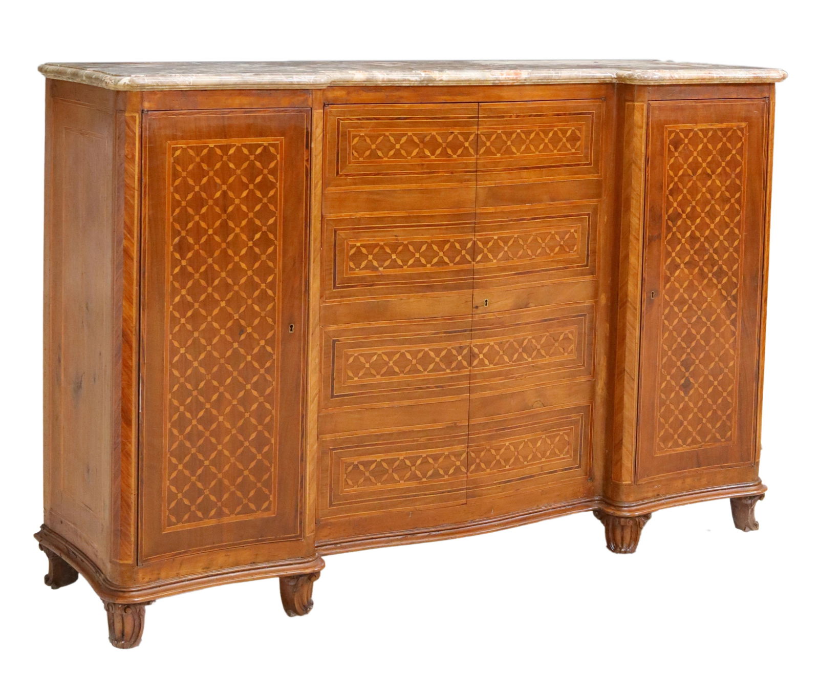 ITALIAN MARBLE-TOP PARQUETRY SIDEBOARD (1 of 5)