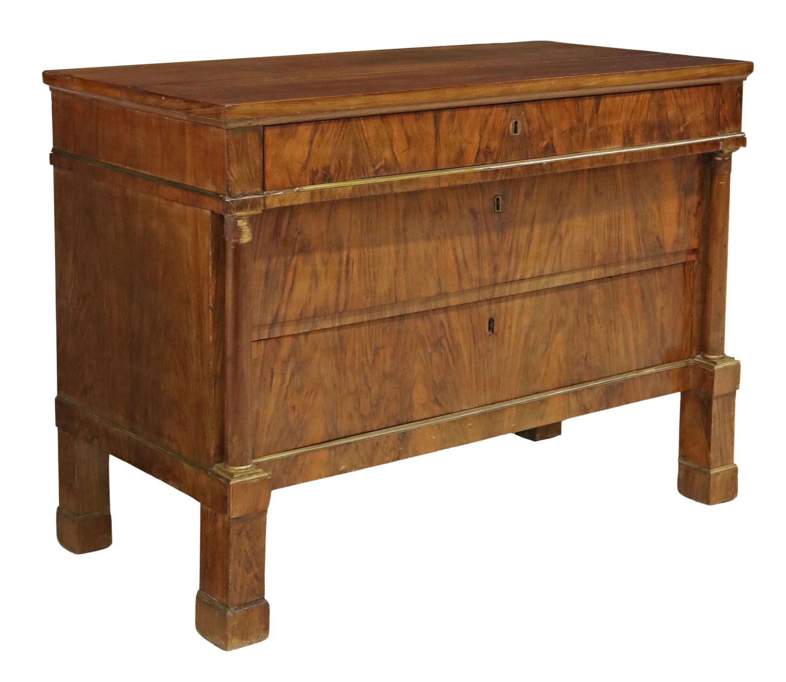 FRENCH EMPIRE STYLE BURLED WALNUT COMMODE (1 of 5)