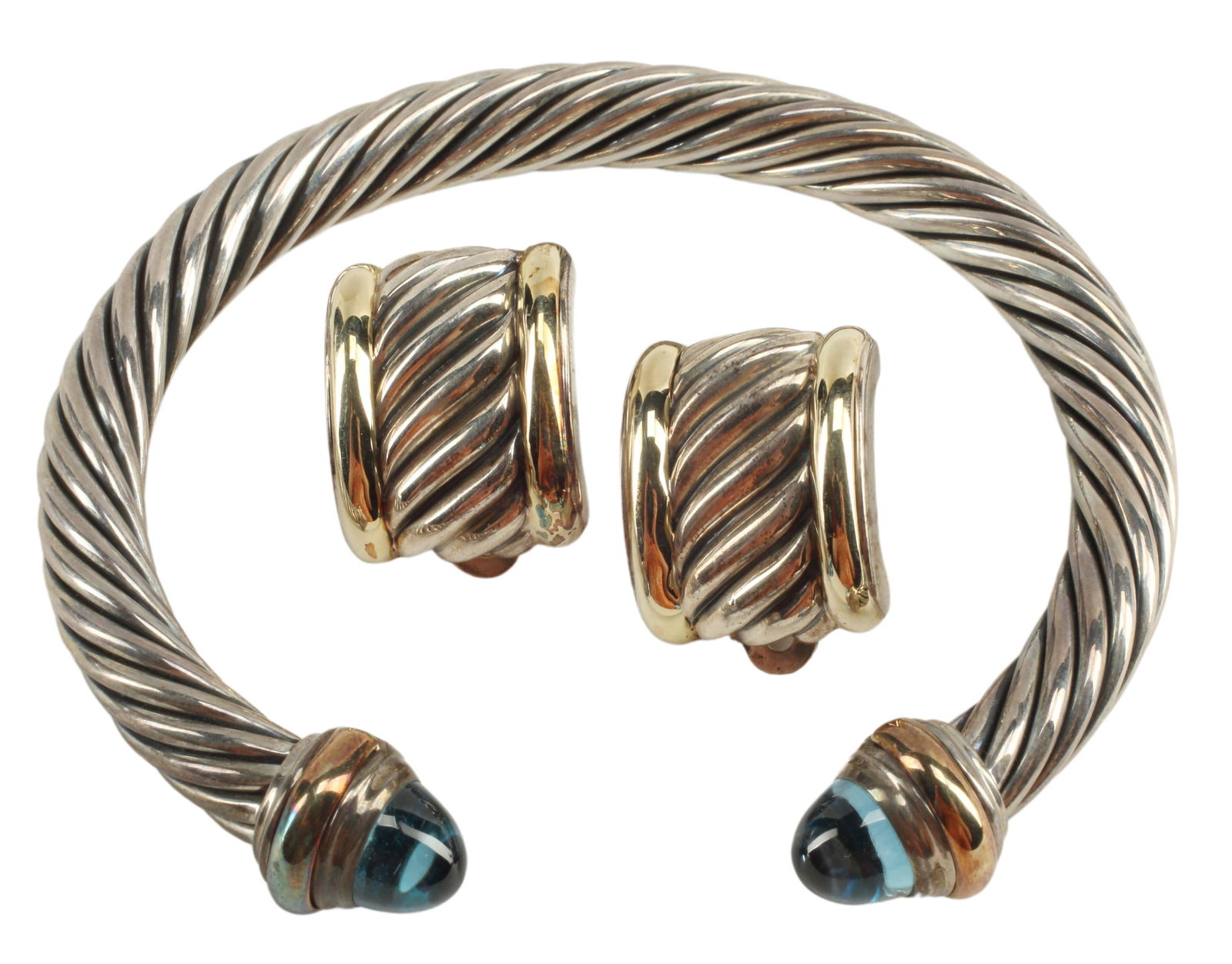 (2) DAVID YURMAN 14K 925 CABLE BRACELET & EARRINGS (1 of 3)