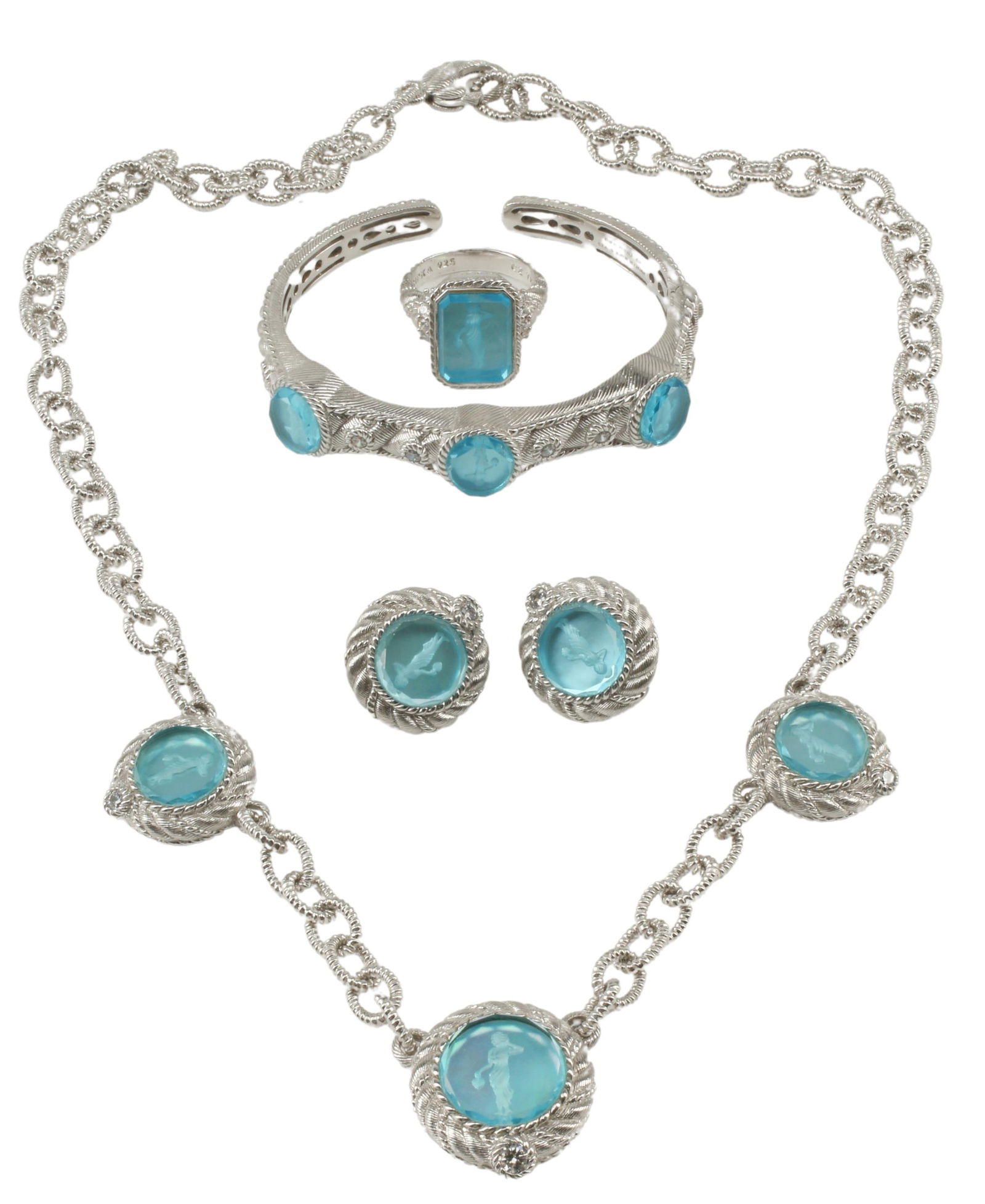 (4) JUDITH RIPKA 925 CZ & BLUE INTAGLIO JEWELRY (1 of 8)