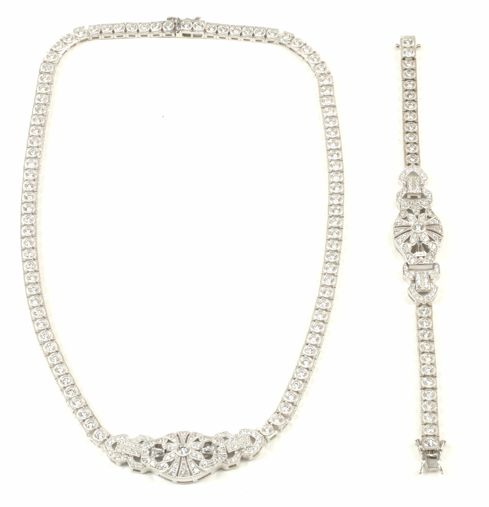 (2) ART DECO STYLE STERLING NECKLACE & BRACELET (1 of 5)