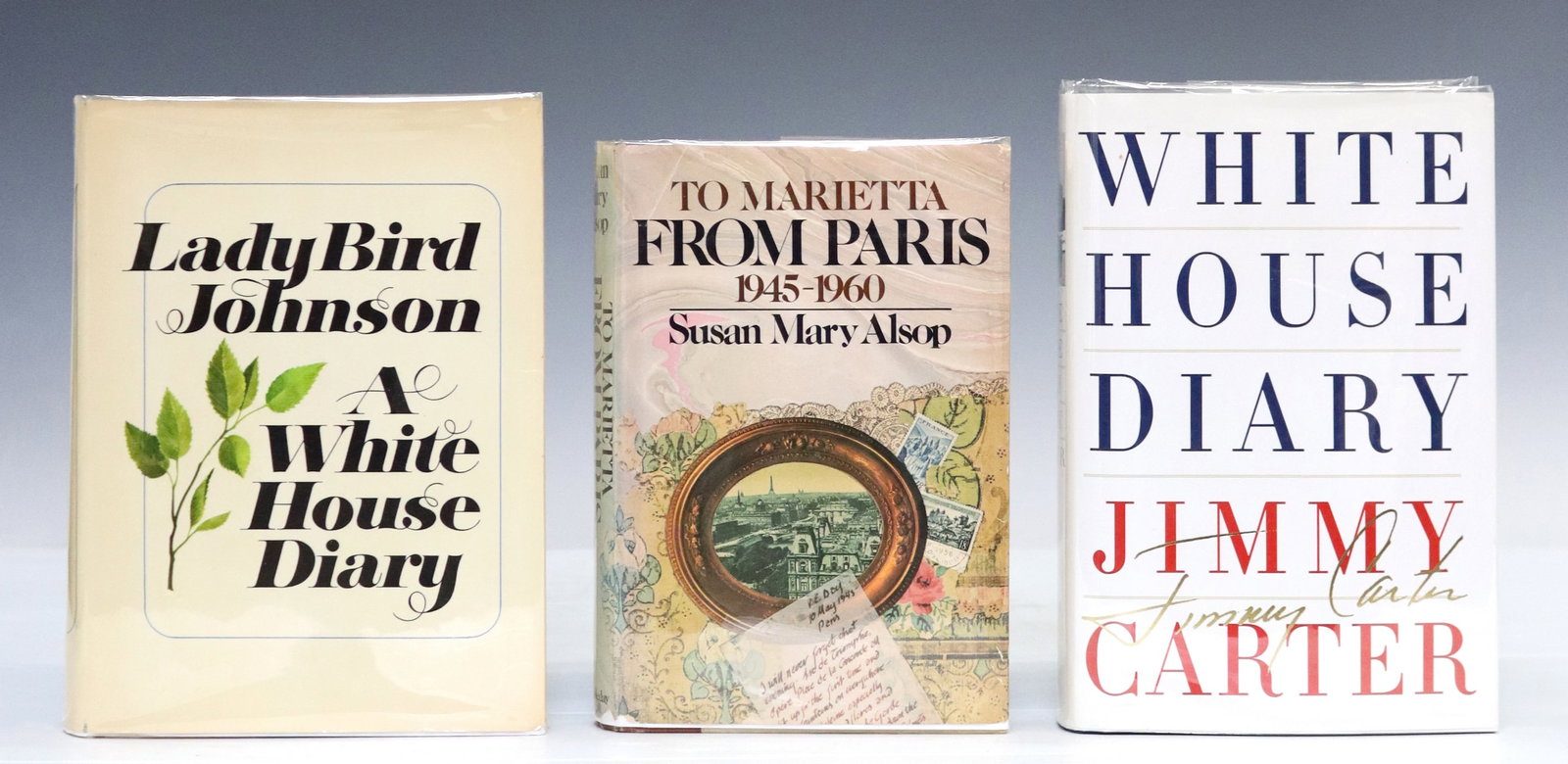 (3) BOOKS, SIGNED LADY BIRD JOHNSON, JIMMY CARTER: (lot of 3) Books: (1) "A White House Diary," Lady Bird Johnson, Holt, Rinehart, Winston, 1970, stated first edition, signed with sentiment by Lady Bird Johnson; (1) "To Marietta From Parks, 1945-1960,
