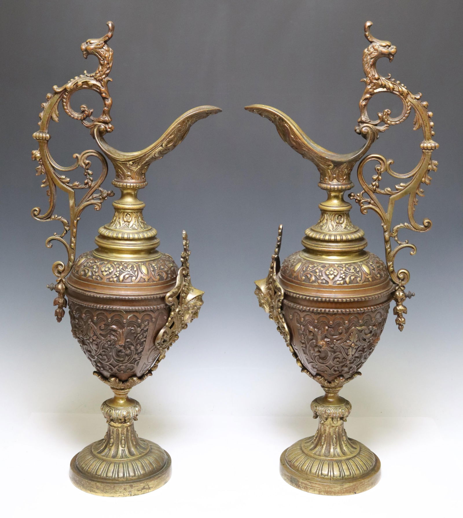 2) RENAISSANCE REVIVAL BRONZE EWER-FORM GARNITURES (1 of 6)