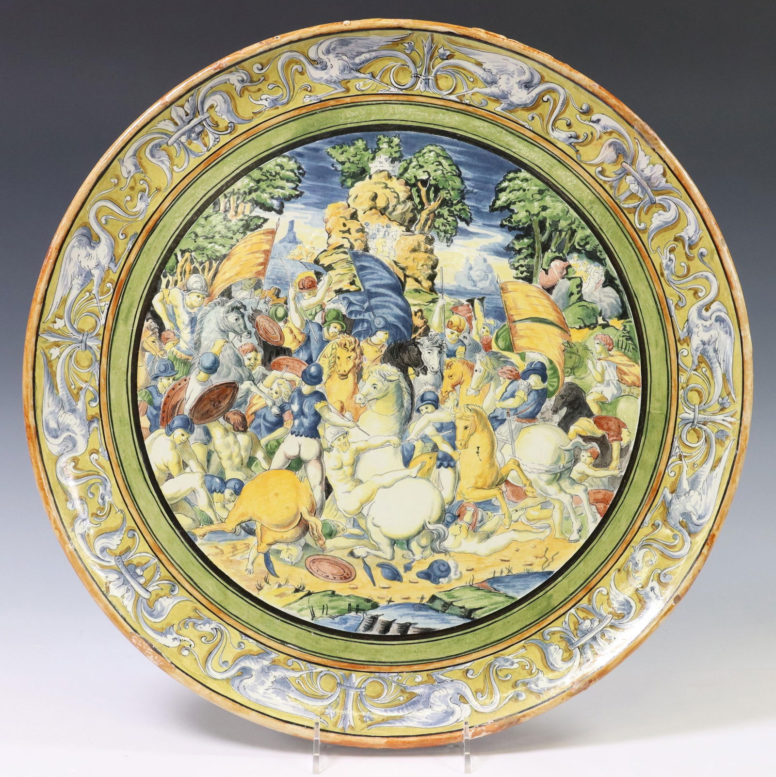 LARGE ITALIAN MAJOLICA ISTORIATO STYLE WALL PLAQUE (1 of 2)