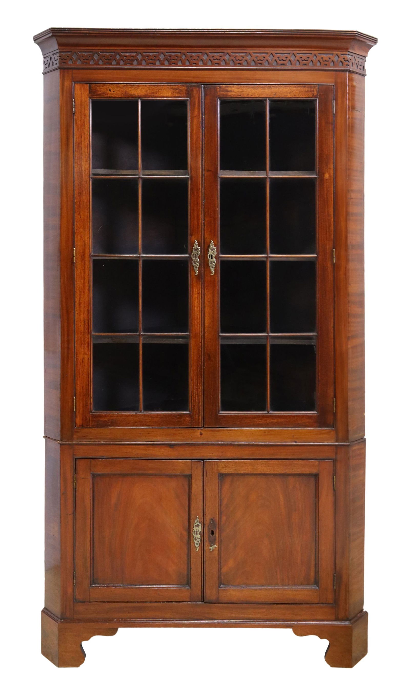 ENGLISH GEORGIAN PERIOD MAHOGANY CORNER CABINET (1 of 4)