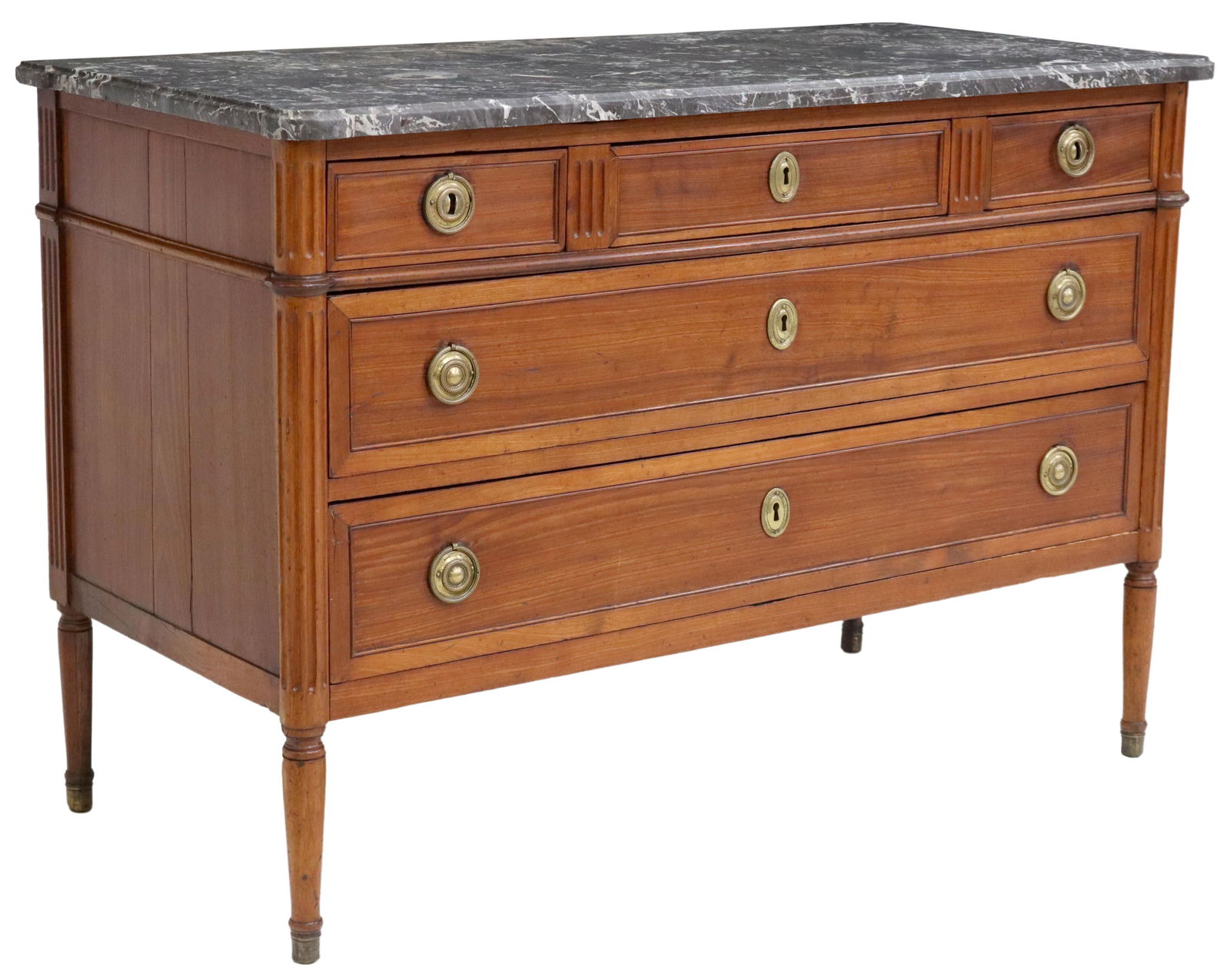 FRENCH LOUIS XVI STYLE MARBLE-TOP MAHOGANY COMMODE (1 of 5)