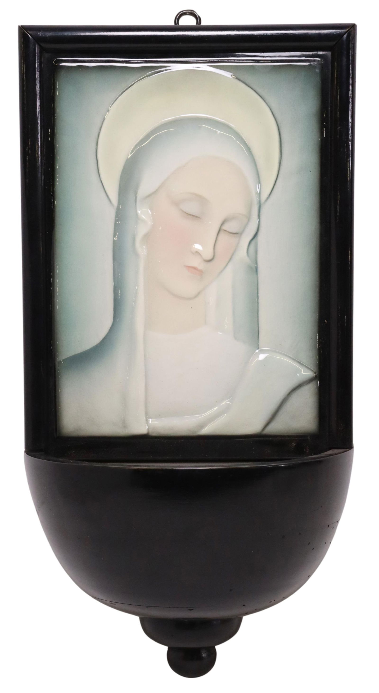 ITALIAN UPLIGHT SCONCE VIRGIN MARY CERAMIC PLAQUE (1 of 5)