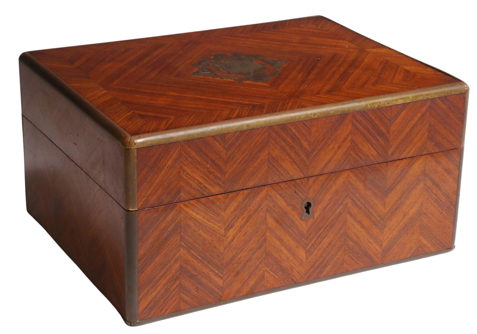 FRENCH CHEVRON MATCHED VENEER TABLE BOX (1 of 5)