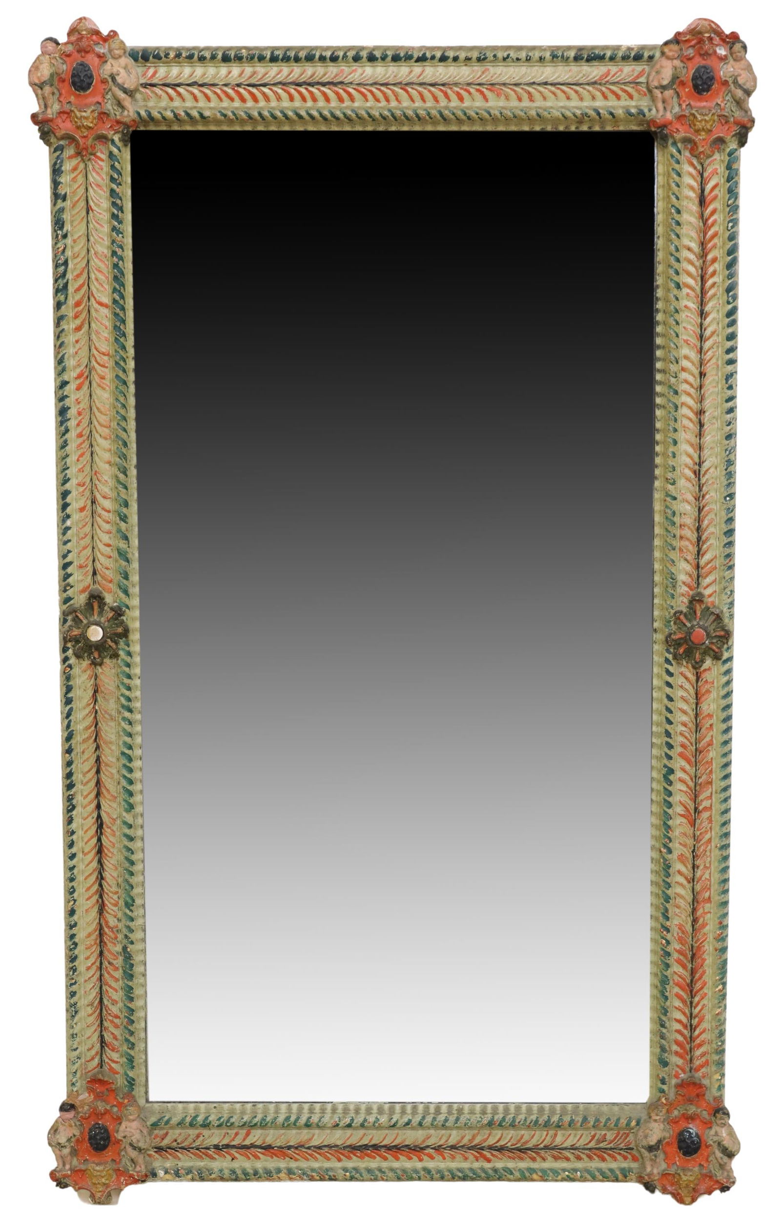 ITALIAN POLYCHROME PAINTED MIRROR, 19TH C. (1 of 3)