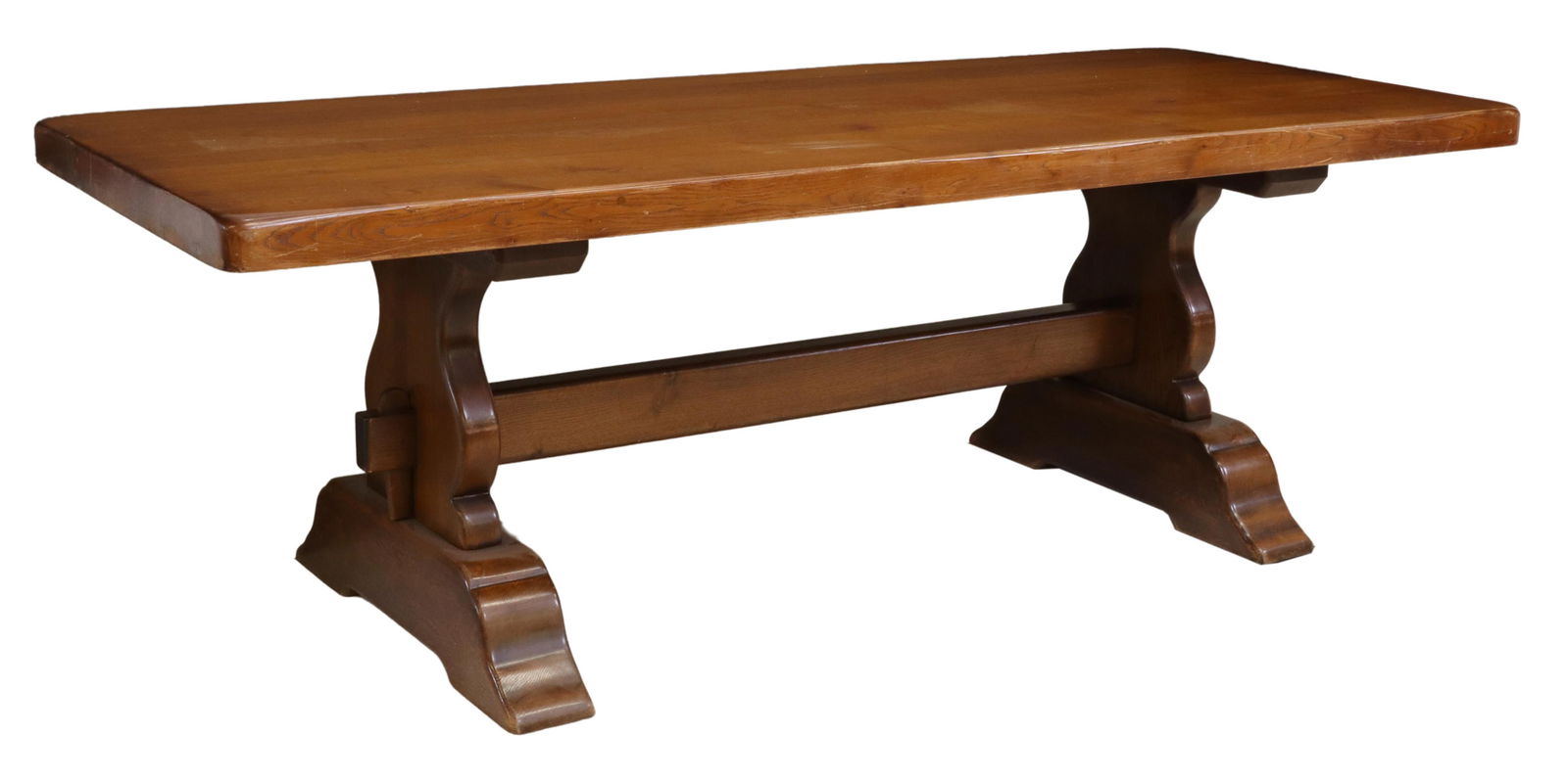 FRENCH OAK TRESTLE BASE DINING TABLE, 86"L (1 of 4)