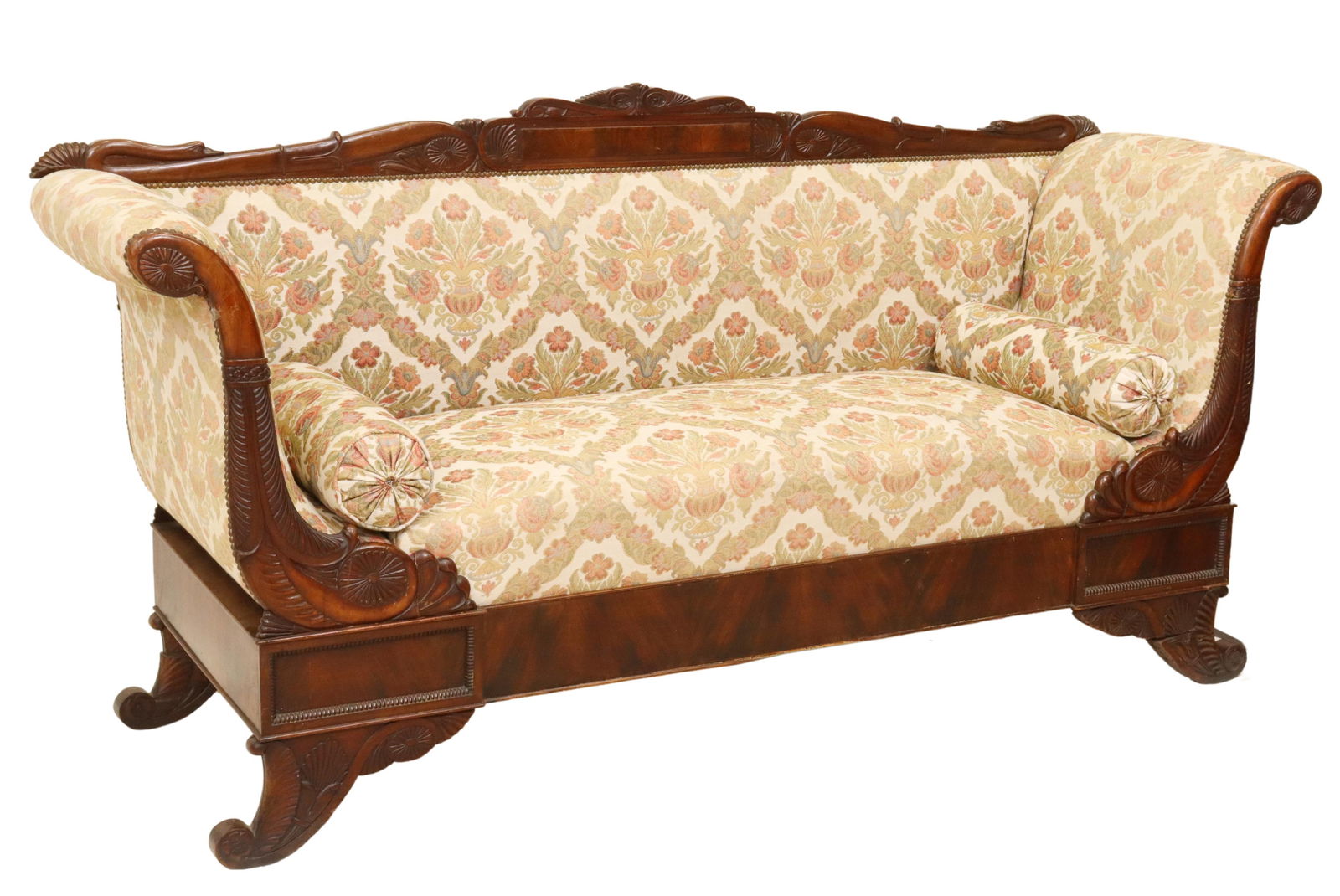 EMPIRE STYLE UPHOLSTERED MAHOGANY SOFA (1 of 3)