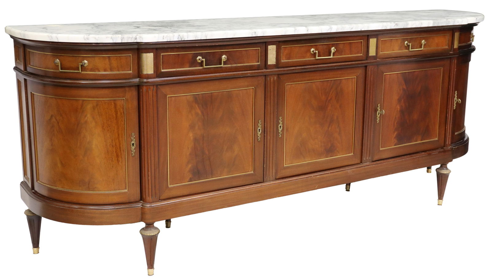 LOUIS XVI STYLE MARBLE-TOP MAHOGANY SIDEBOARD (1 of 6)