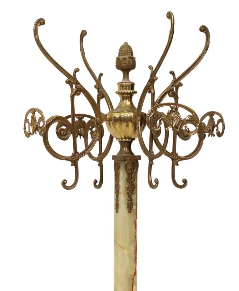 ITALIAN GILT METAL & ONYX STANDING HALL TREE (1 of 4)