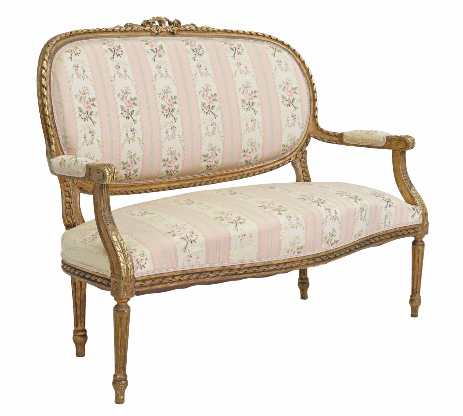FRENCH LOUIS XVI STYLE GILTWOOD SALON SETTEE (1 of 3)