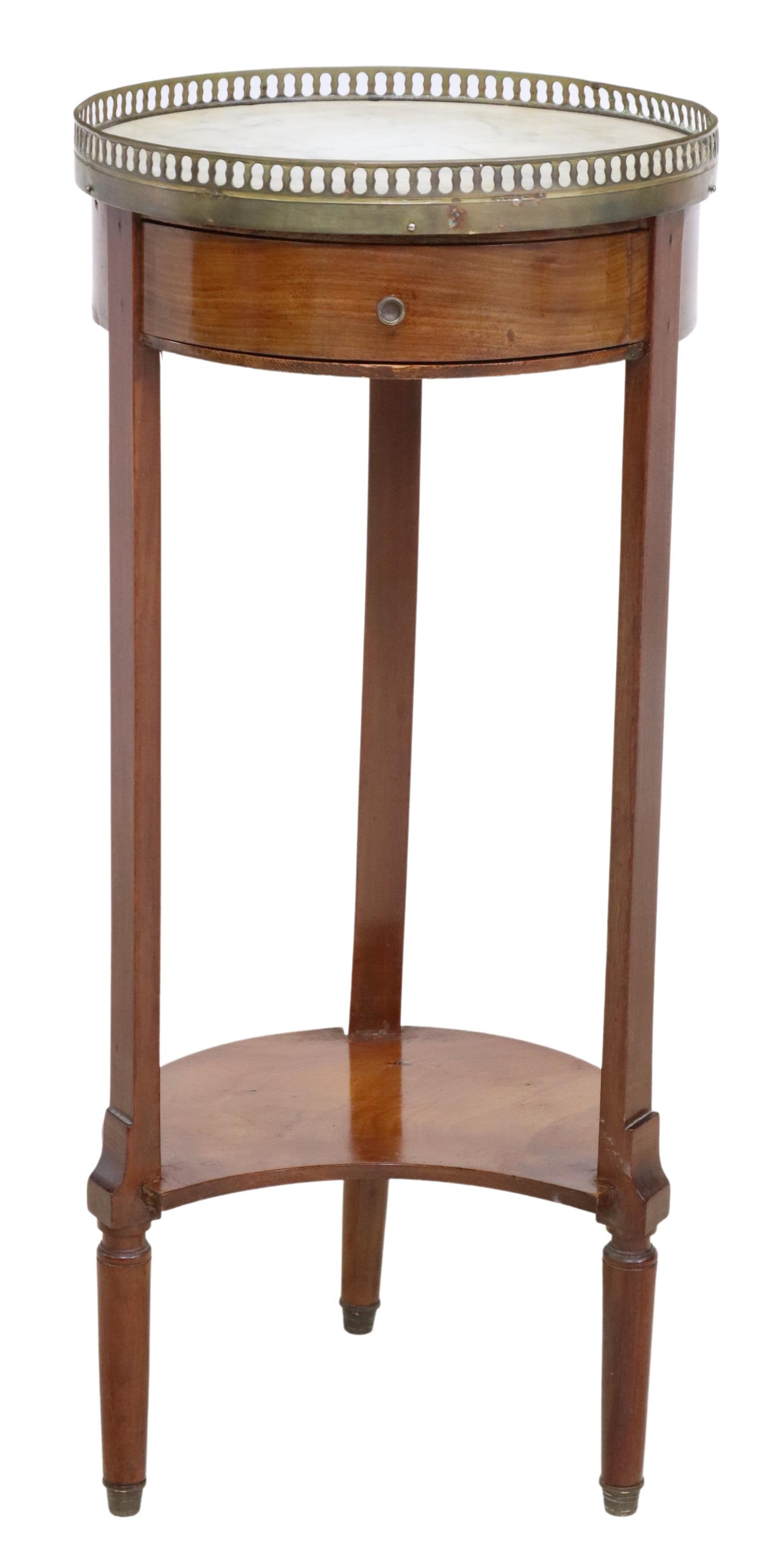 LOUIS XVI STYLE MARBLE-TOP WALNUT SIDE TABLE STAND (1 of 4)