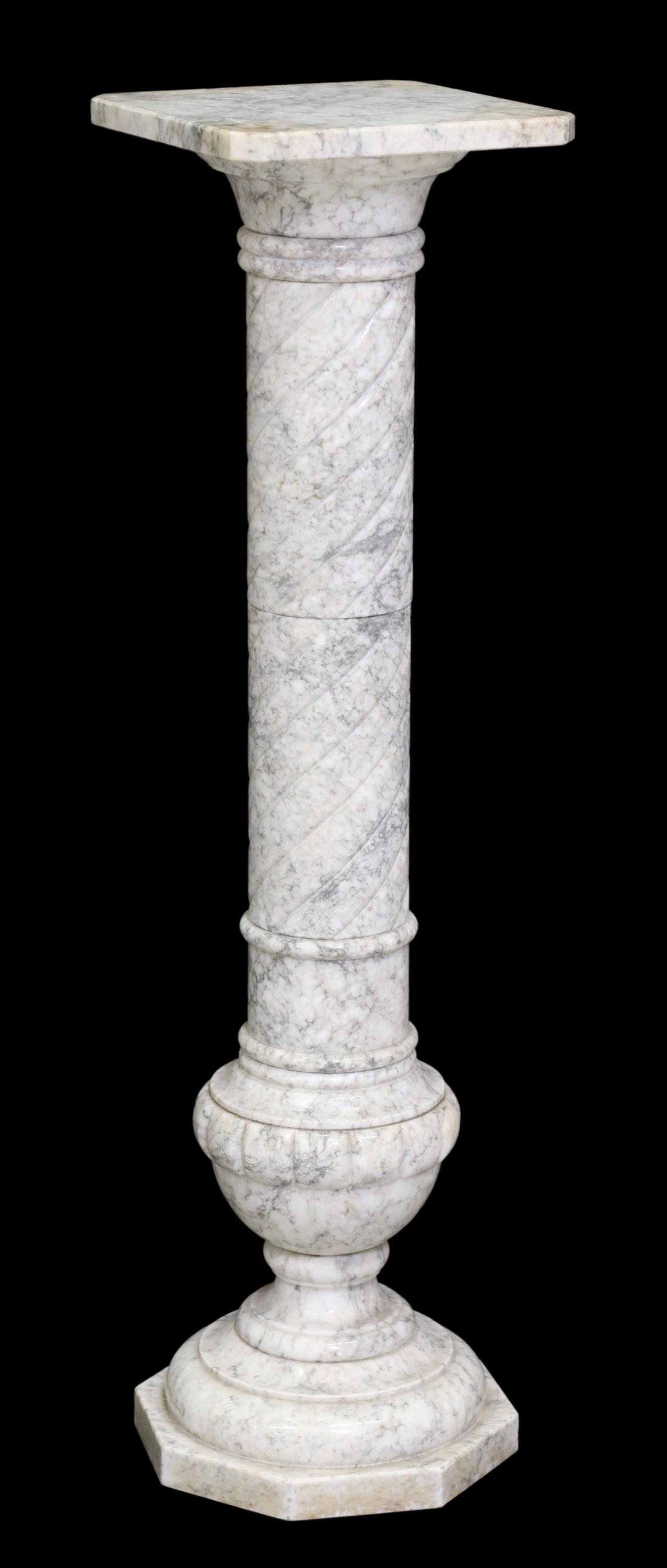 ITALIAN ALABASTER COLUMNAR PEDESTAL PLANT STAND (1 of 4)