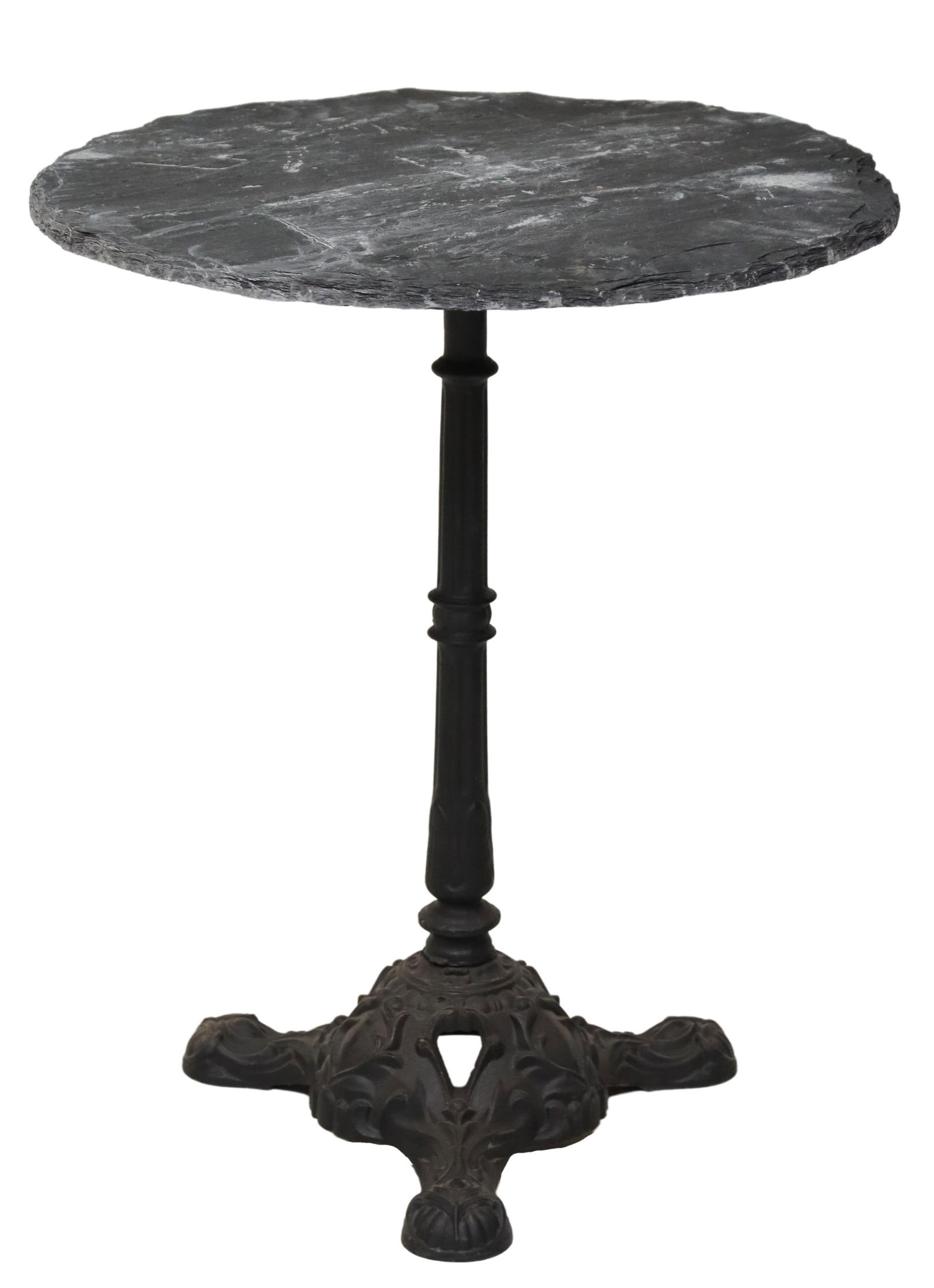 FRENCH SLATE-TOP CAST IRON PEDESTAL BISTRO TABLE (1 of 4)