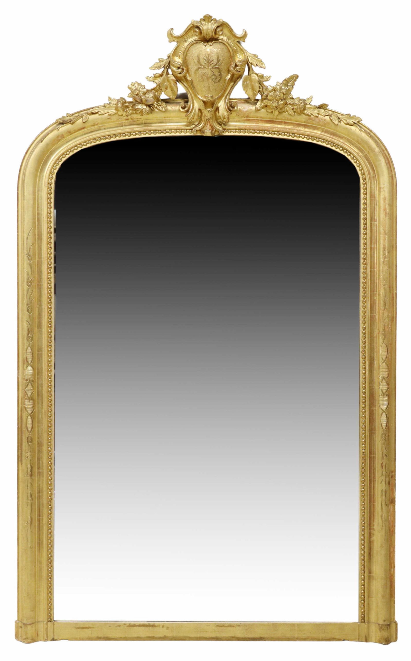 MONUMENTAL FRENCH CHARLES X GILTWOOD MIRROR, 76"H (1 of 3)
