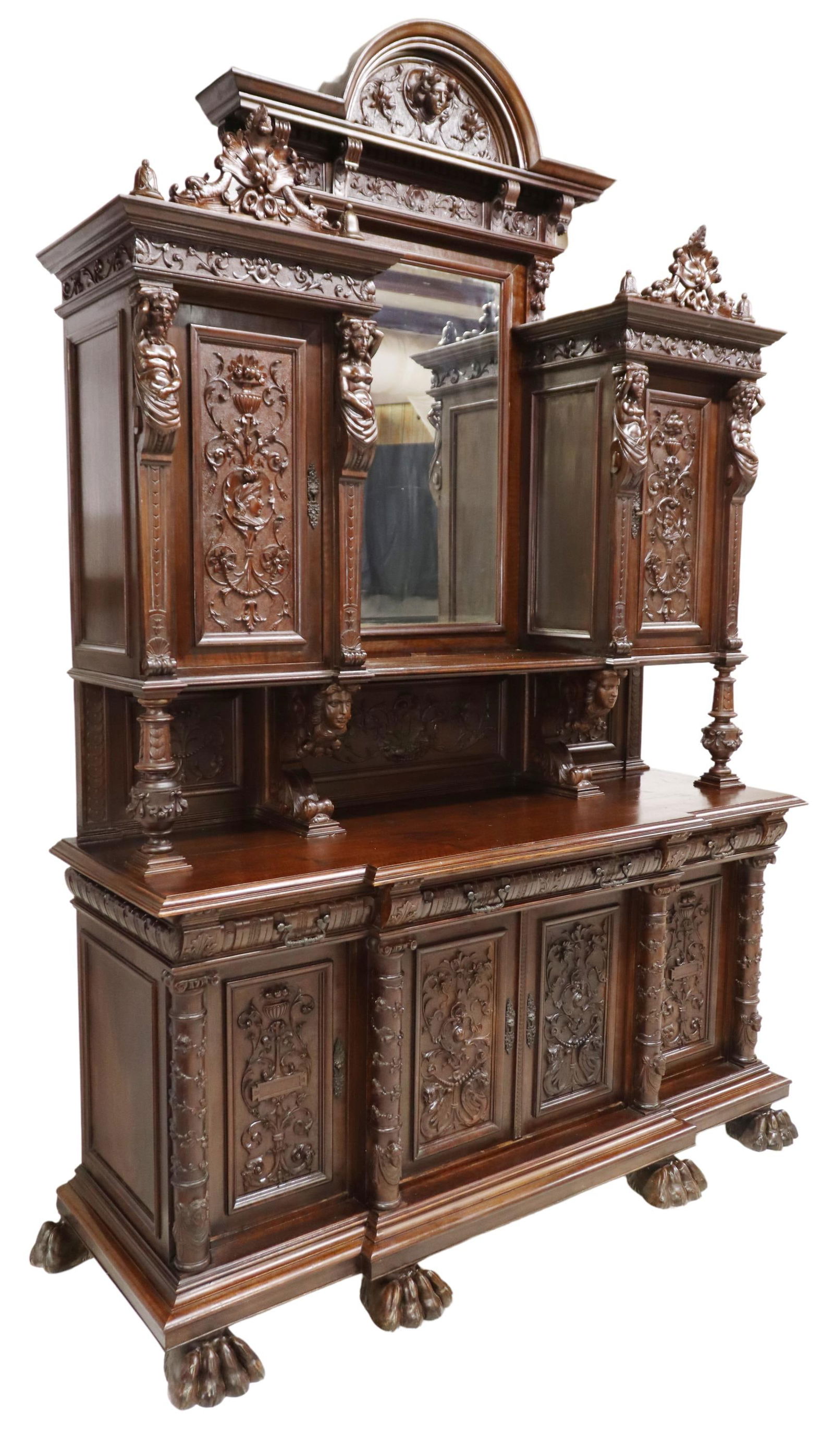 MONUMENTAL RENAISSANCE REIVIVAL SIDEBOARD, 112"H (1 of 6)