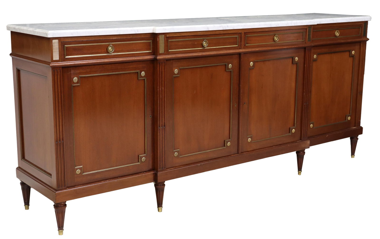 LOUIS XVI STYLE MARBLE-TOP MAHOGANY SIDEBOARD (1 of 6)