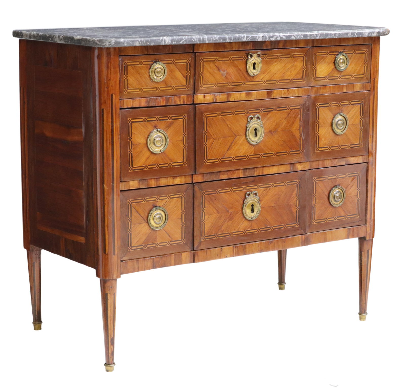 FRENCH LOUIS XVI PERIOD MARBLE-TOP INLAID COMMODE (1 of 5)