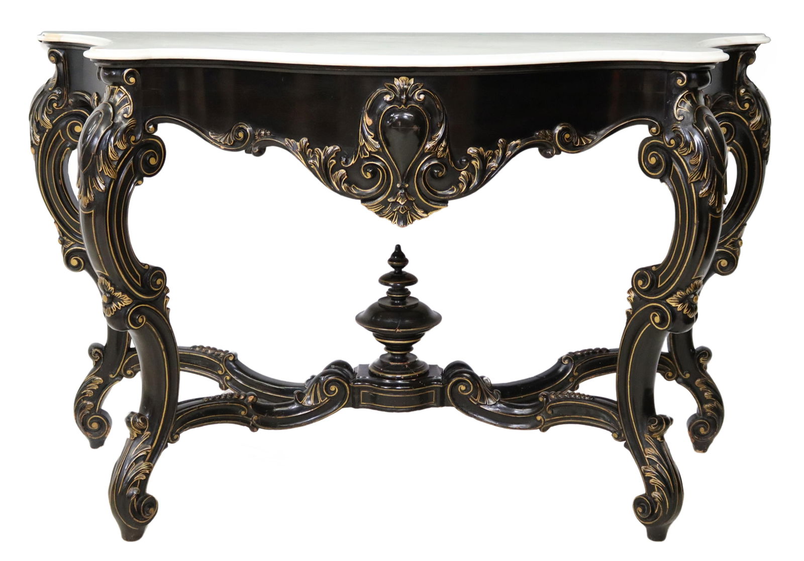 LOUIS XV STYLE PARCEL GILT & BLACK PAINTED CONSOLE (1 of 3)