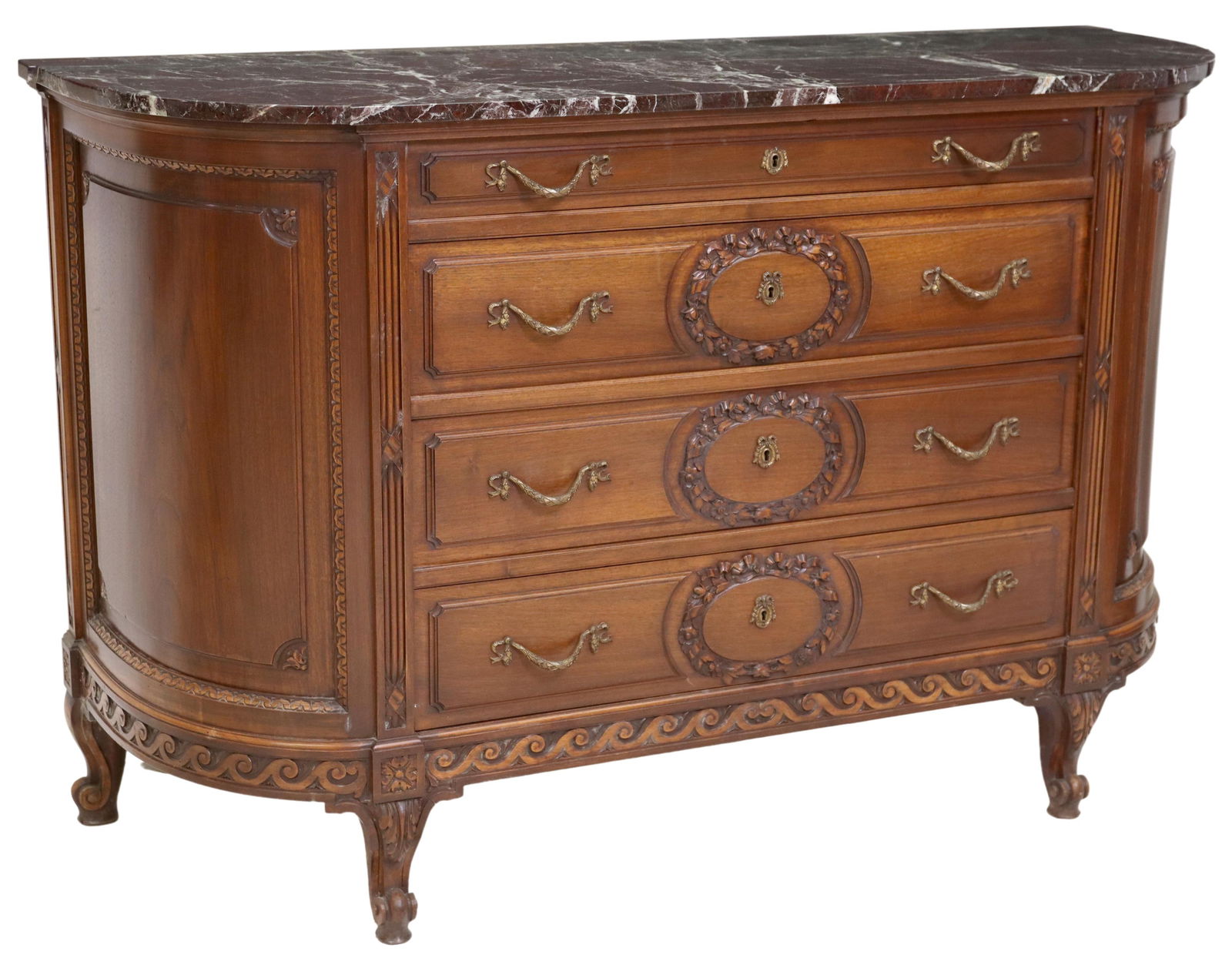 FRENCH LOUIS XV STYLE MARBLE-TOP COMMODE (1 of 5)