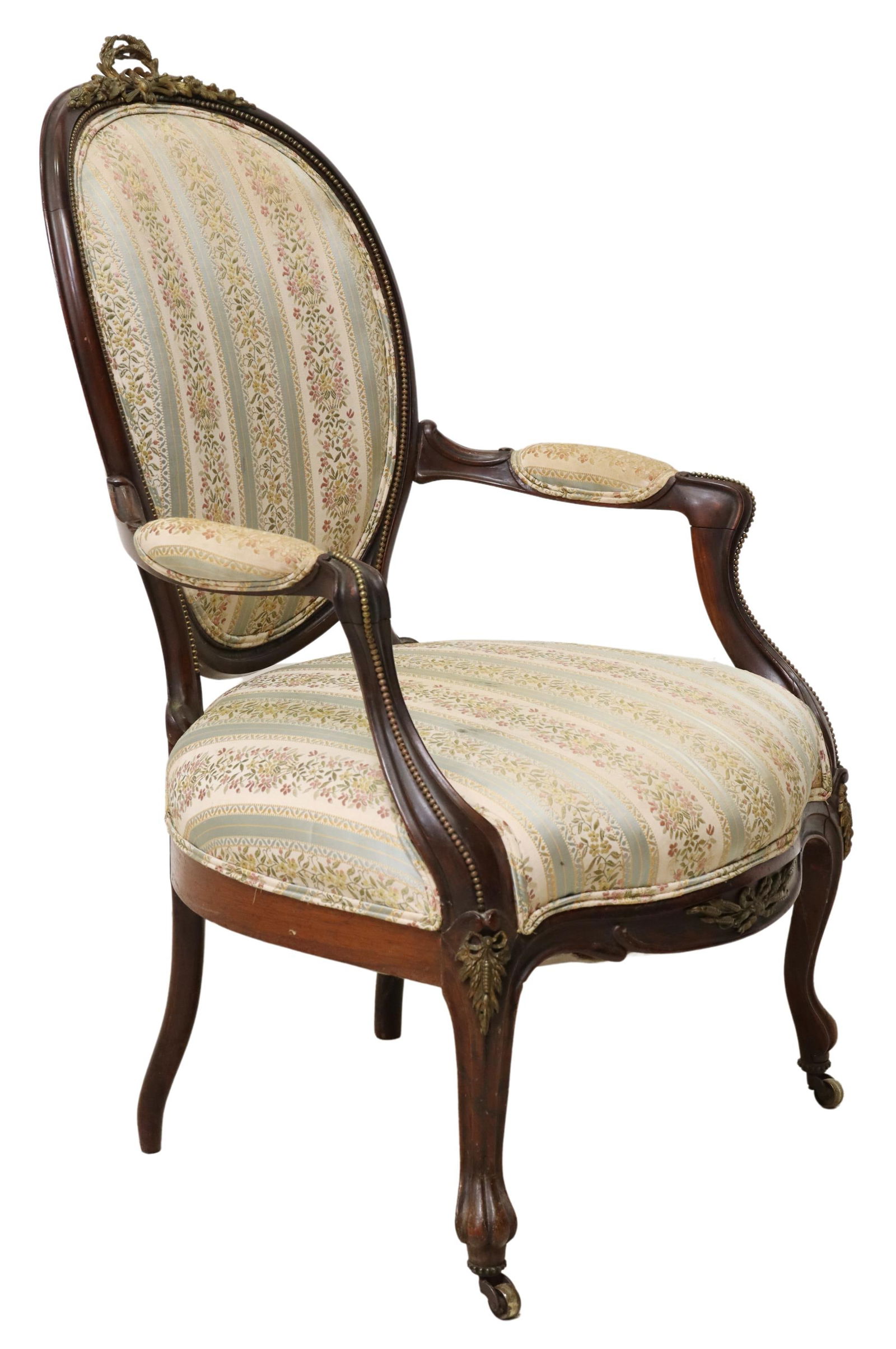 VICTORIAN UPHOLSTERED PARLOR ARMCHAIR (1 of 3)