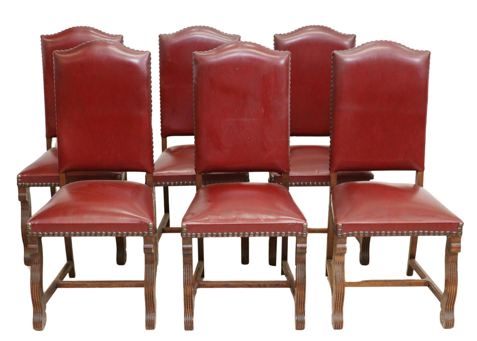 (6) FRENCH BURGUNDY HIGHBACK DINING CHAIRS (1 of 4)