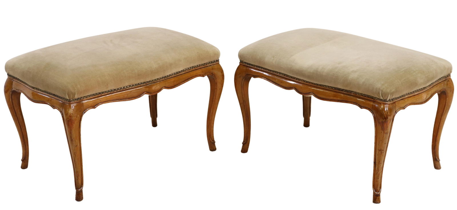 2) LOUIS XV STYLE UPHOLSTERED OTTOMANS/ FOOTSTOOLS (1 of 3)