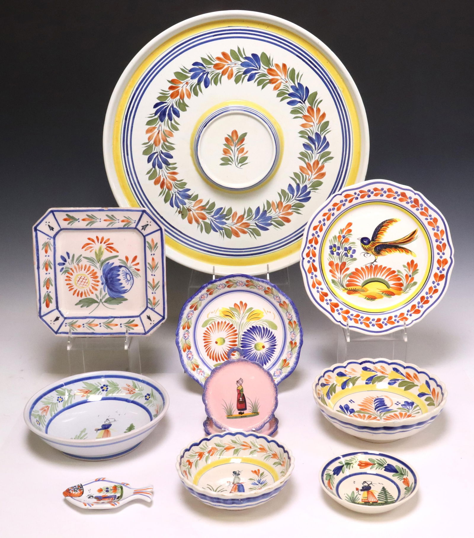 (11) QUIMPER FAIENCE POTTERY SERVICEWARE (1 of 7)