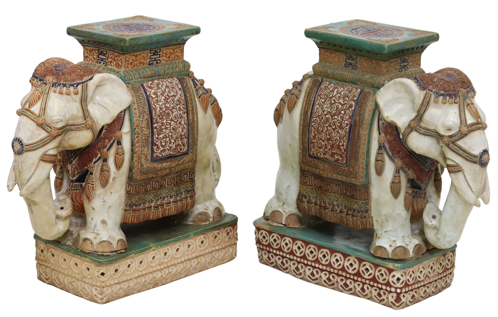 (2) CHINESE CERAMIC ELEPHANT GARDEN STOOLS/ STANDS (1 of 4)