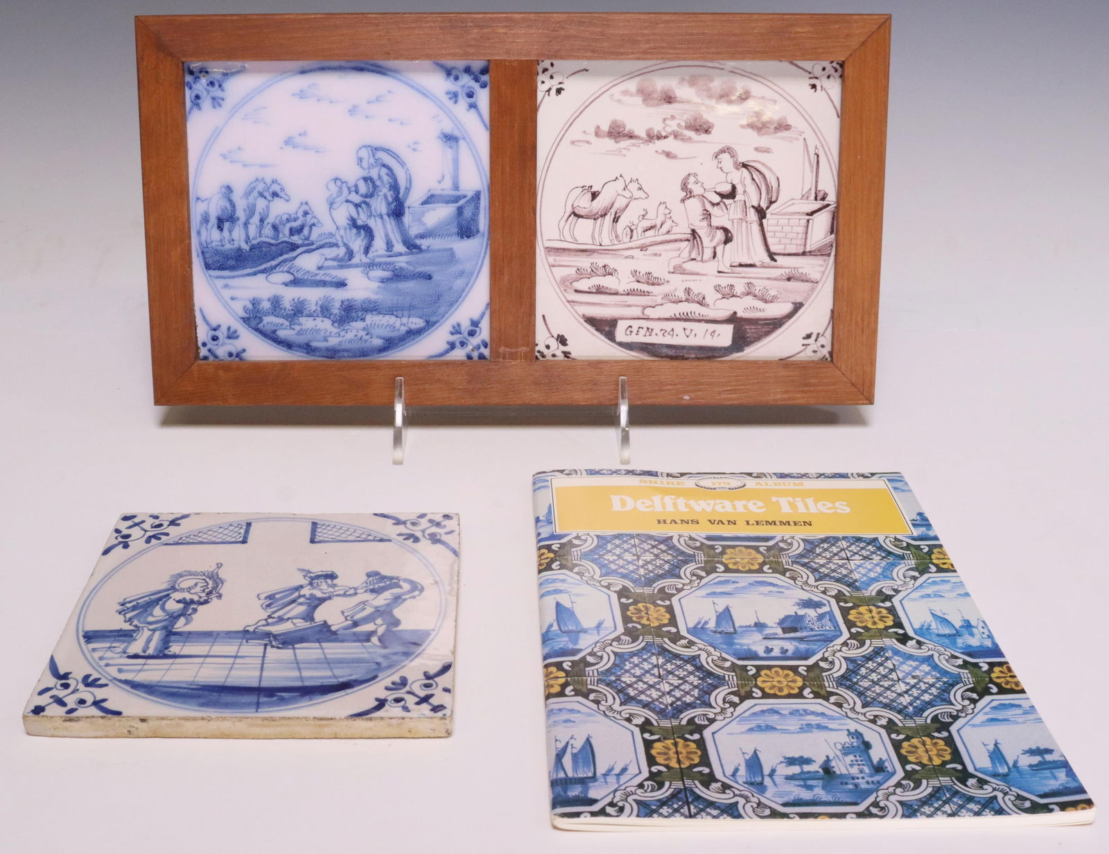 (LOT) DELFTWARE TIN-GLAZED RELIGIOUS SCENE TILES (1 of 5)