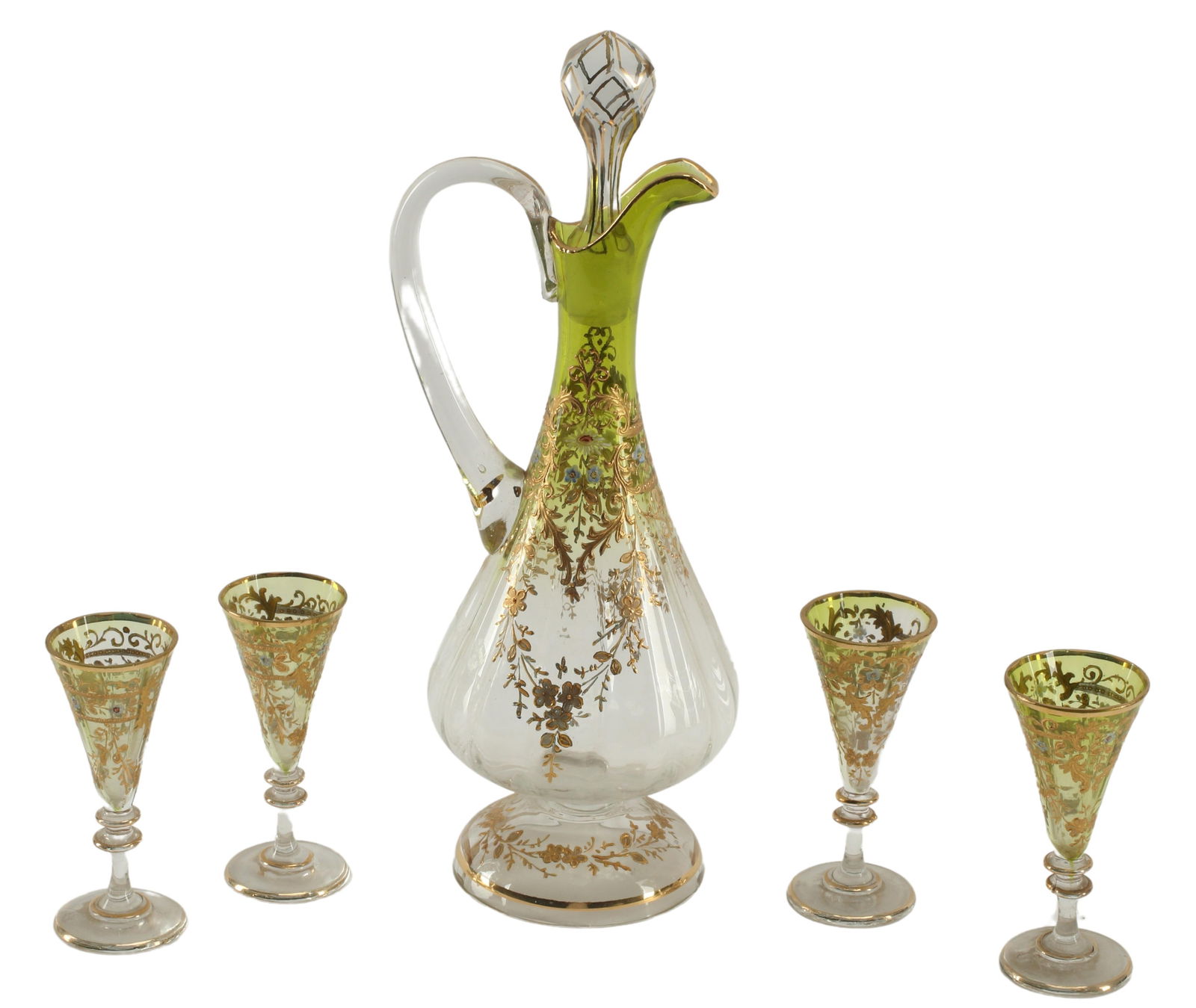 (5) BOHEMIAN PARCEL GILT GLASS LIQUEUR SERVICE (1 of 3)