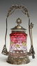 6: VICTORIAN ART GLASS & SILVER PLATE PICKLE CASTOR