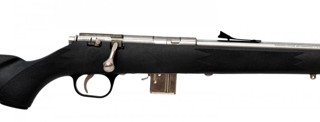 MARLIN 882SS RIFLE, .22 MAGNUM, STAINLESS BARREL: Marlin Model 882SS rifle, bolt action, .22 magnum, stainless 22" barrel, black synthetic stock, Marlin Fire Sights, SN 9826XXX FFL TRANSFER REQUIRED Start Price: $175.00