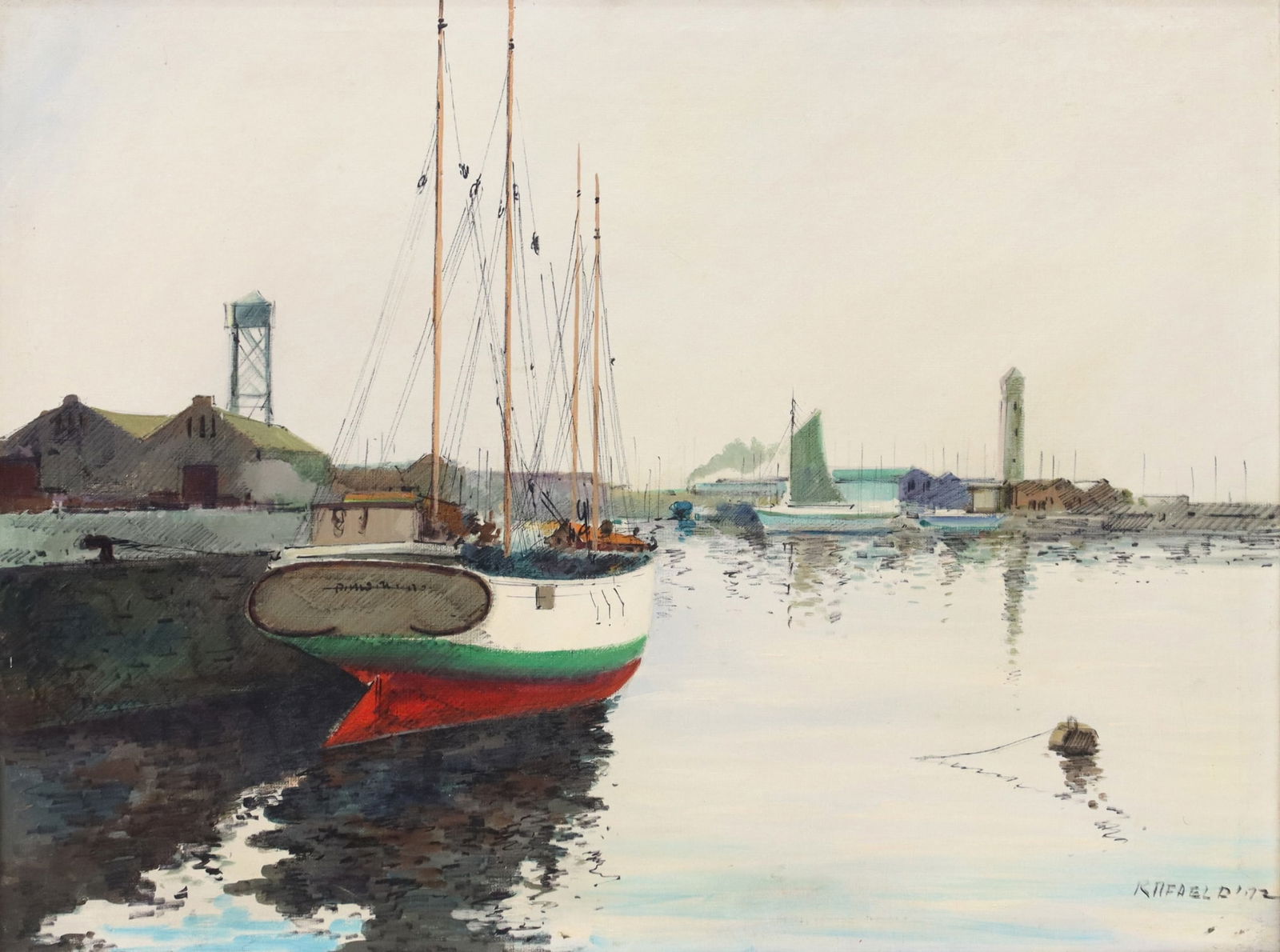 RAFAEL DIAZ (20TH C.) HARBOR SCENE, 24 X 32 (1 of 4)