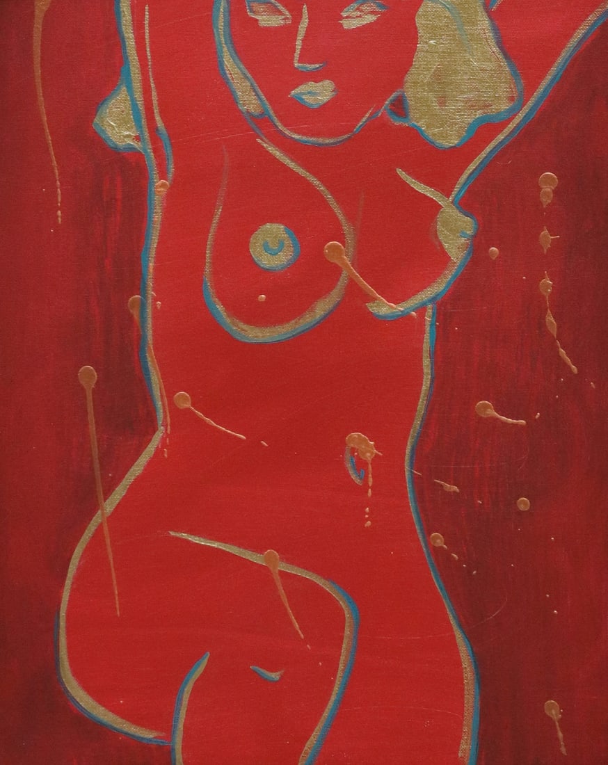 SIGNED ACRYLIC CANVAS PAINTING, FAUVIST PORTRAIT (1 of 5)