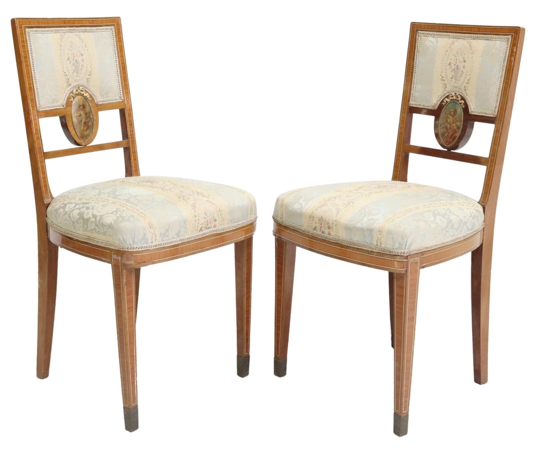 (2) FRENCH ART DECO UPHOLSTERED SIDE CHAIRS (1 of 6)