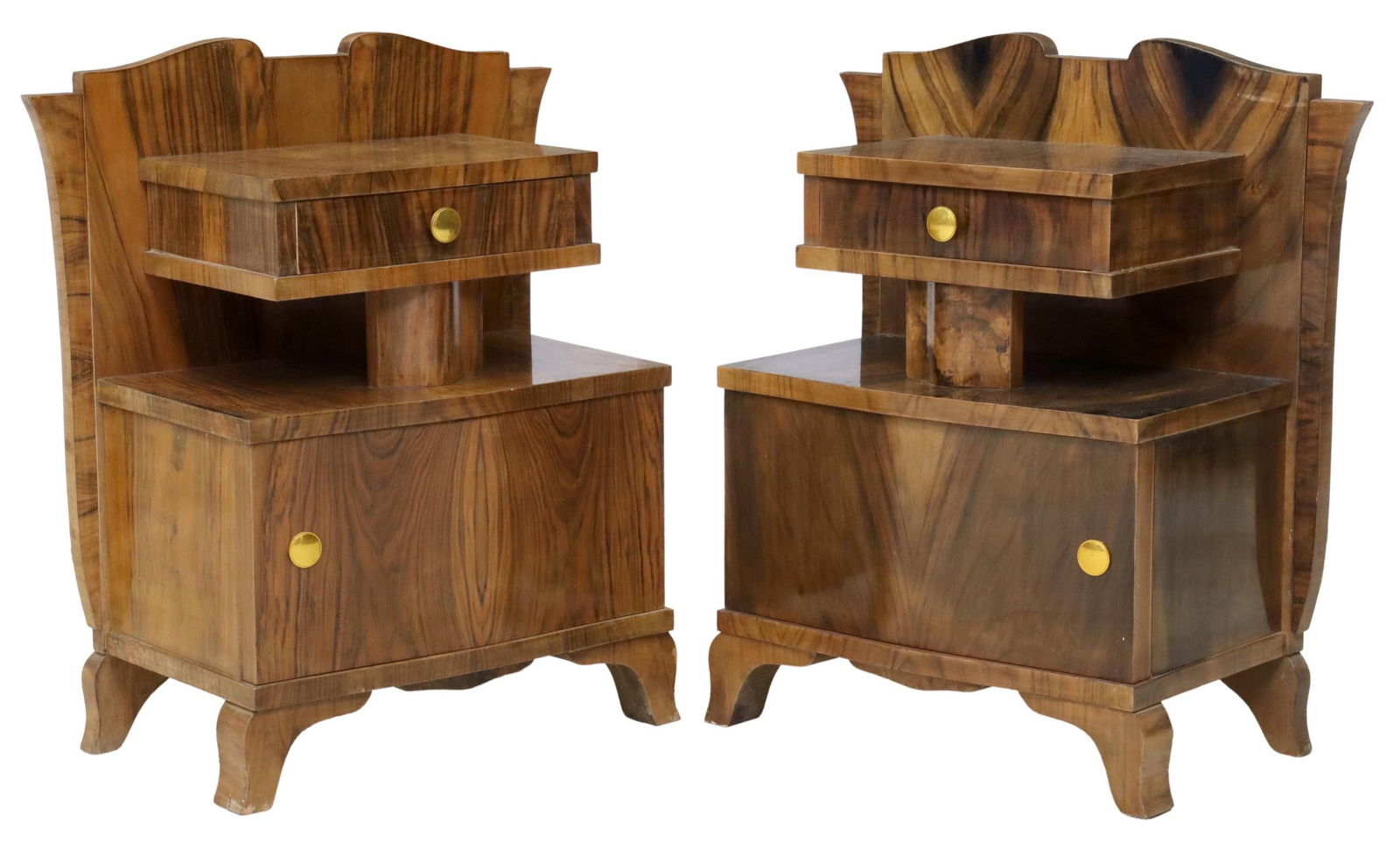 (2) FRENCH ART DECO WALNUT BEDSIDE CABINETS (1 of 6)