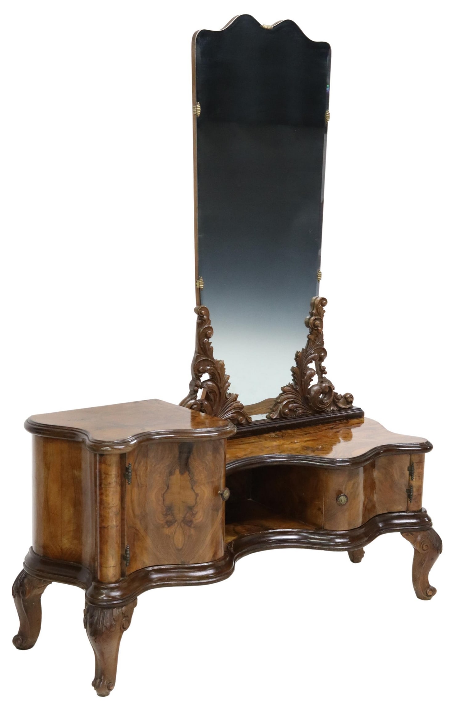 VENETIAN MIRRORED & BURL WALNUT DRESSING TABLE (1 of 5)