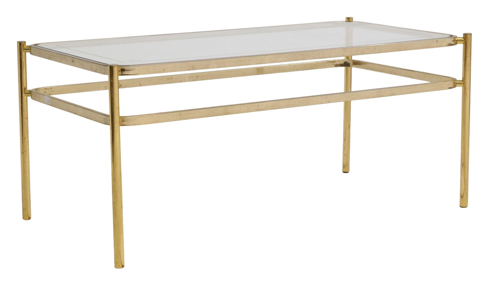ITALIAN MODERN GILT METAL GLASS-TOP COFFEE TABLE (1 of 4)