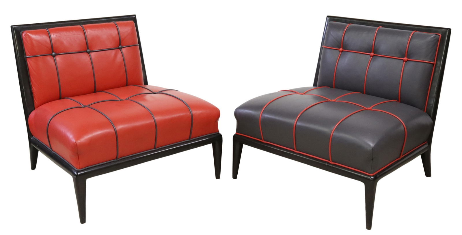 (2) NANCY CORZINE LEATHER SLIPPER LOUNGE CHAIRS (1 of 3)
