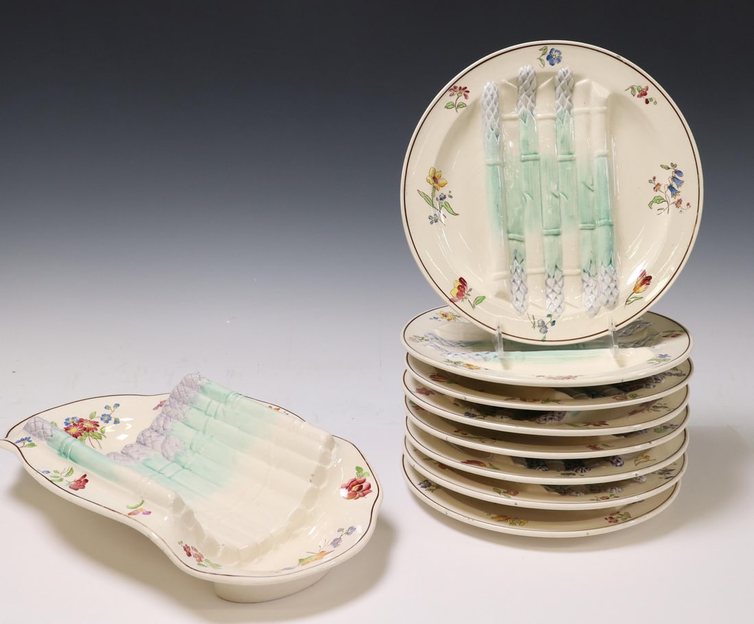 9) LONGCHAMP 'POMPADOUR' FAIENCE ASPARAGUS SERVICE (1 of 5)