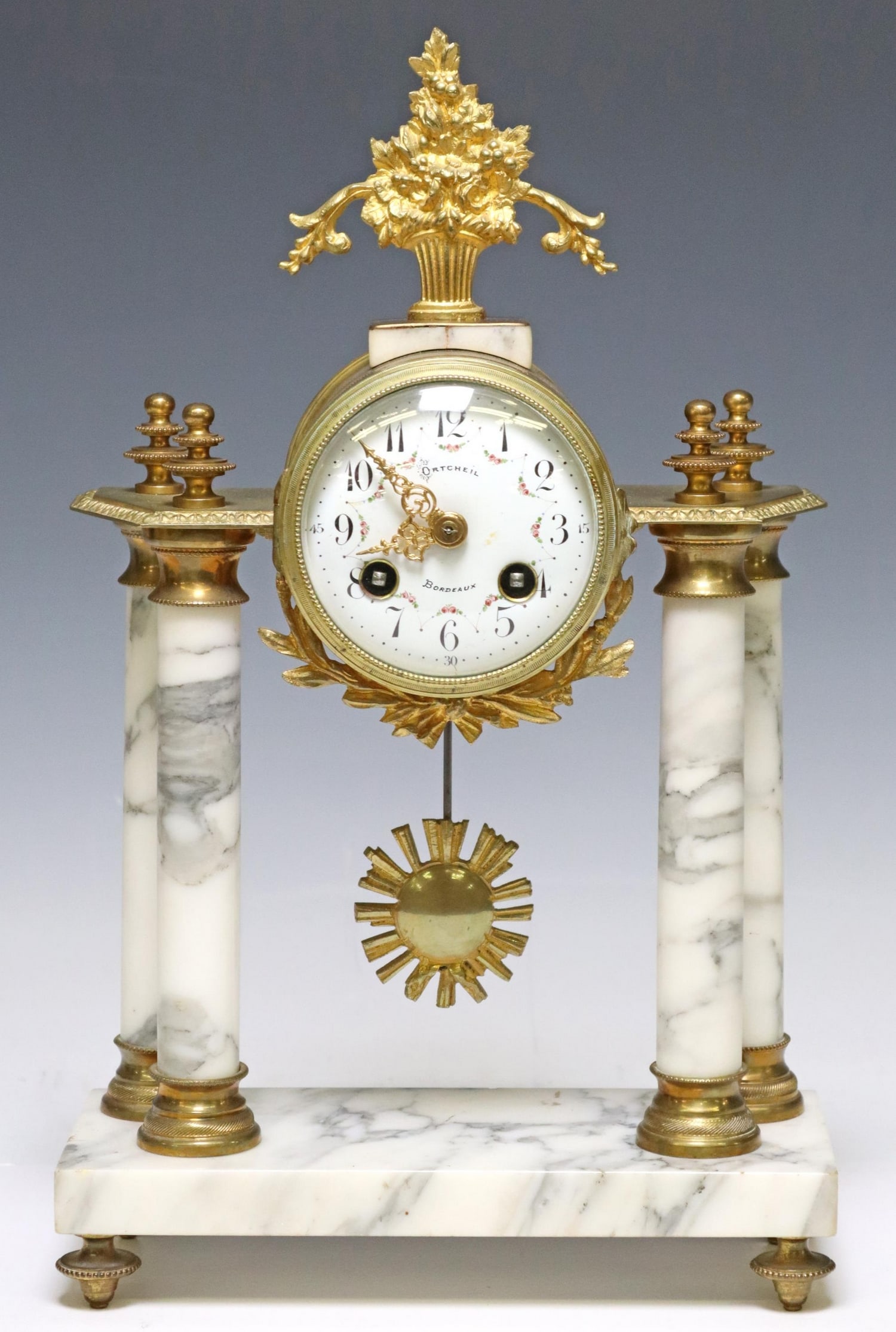 FRENCH LOUIS XVI STYLE MARBLE MANTEL CLOCK (1 of 7)