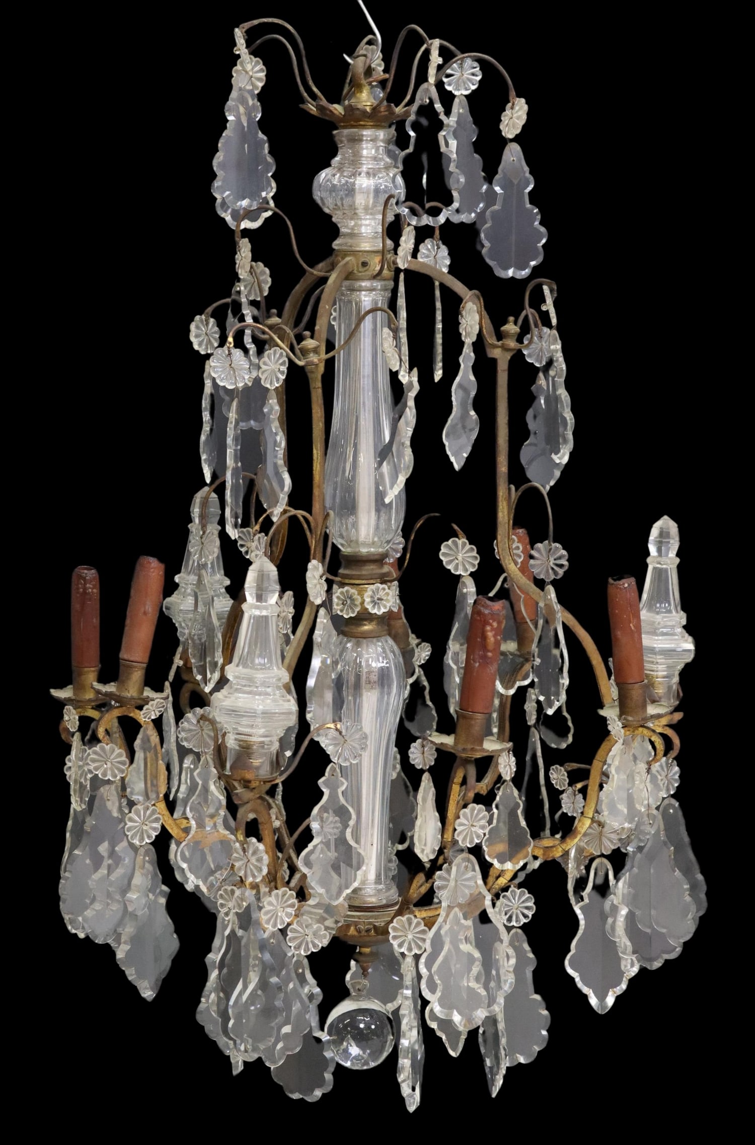 ITALIAN BRONZE & CRYSTAL 9-LT SCROLLED CHANDELIER (1 of 3)
