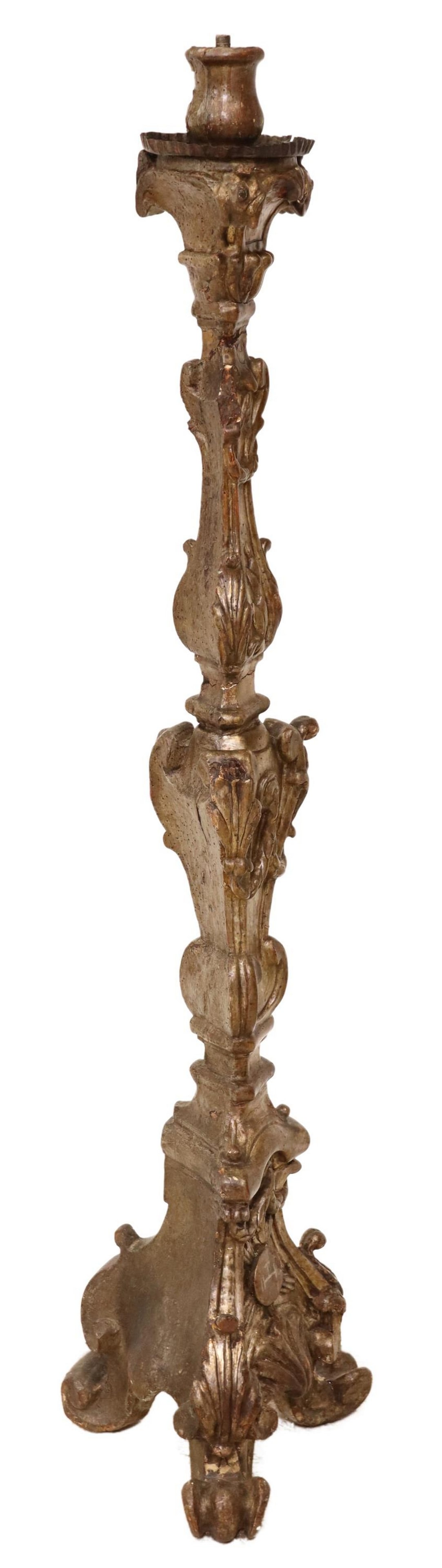 CONTINENTAL BAROQUE STYLE STANDING CANDLE PRICKET (1 of 2)